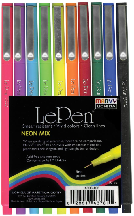 Marvy Le Pen Set of 10- Neon Mix (4300-10F)